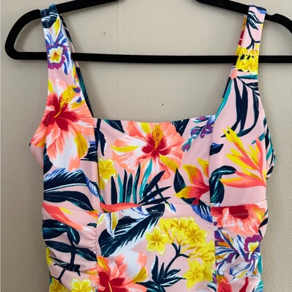 Old Navy Square Neck Pink and Yellow Floral One Piece Swimsuit - Picture 5 of 10